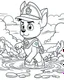 Placeholder: outline art for Paw Patrol swimming coloring page, Japanese manga style, cartoon style, cute face, white background sketch style, full body is a must, only use outline, clean line art, no shadow, bold outline