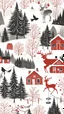 Placeholder: Nature-inspired Christmas: Illustrate beautiful nature scenes with a touch of Christmas, such as snowy landscapes with deer, birds perched on festive branches, or a peaceful cabin in the woods adorned with Christmas lights, outline, white and black