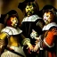 Placeholder: oil portrait of three cats like The Three Musketeers with armor by Rembrandt 8k