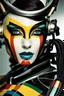 Placeholder: female humanoid robot, beautiful like a supermodel from the sixties, beautiful eyes, sexy, most beautiful, helmut newton, evil woman, hypnotic eyes, polaroid colors, electric sexuality