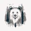 Placeholder: M shaped bear head combined with woods silhouette in backround, letterpress style, minimalistic pencil art