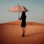 Placeholder: Girl with umbrella in desert