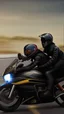 Placeholder: A girl and boy couple speeding on a motorbike realistic