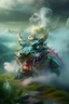 Placeholder: portrait of dragon vaping laughing blowing some smoke rings at mountain top with huge transparent egg with baby dragon in it, storm brewing,shot on Hasselblad h6d-400c, zeiss prime lens, bokeh like f/0.8, tilt-shift lens 8k, high detail, smooth render, down-light, unreal engine, prize winning