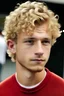 Placeholder: white boy with mahomes style curly haircut with teenager with blond hair