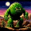 Placeholder: fantasy 90's tcg art of fantasy cactus golem