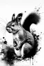 Placeholder: Watercolor black and white abstract squirrel