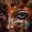 Placeholder: an abstract painting oil in canvas of rusted metal and flowers of beautiful Gheisha , rust, scaffolding, iron cladding, decay, mixed media, textured, anatomically correct, beautiful perfect face,beautiful perfect sad eyes, sharp focus, highly detailed, masterpiece, realistic, intricate detail, sci-fi fantasy style, volumetric lighting, particles, highly detailed ,cinamatic , deep colours, 8k, by Caravaggio , signed YAK