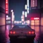 Placeholder: nissan skyline r34; tokyo; realistic; rain; neon signs