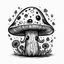 Placeholder: Make black and white cute drawing of a Magical Mushroom with black bold lines.