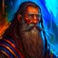 Placeholder: dnd, fantasy, wizard, portrait, face, close up, long beard, black hair, angular features, long, slender, old, professor