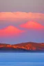 Placeholder: big rock mountains with and orange dawn sky with no clouds. mountains closer to the camara