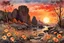 Placeholder: Amazing beautiful sunset, flowers, rocks, mountains, trees, sci-fi, fantasy, epic, winslow homer watercolor paintings