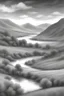 Placeholder: "Generate an AI landscape art using a charcoal pencil effect. Picture a serene scene with rolling hills, a winding river, and a majestic sunset. Capture the soft textures and atmospheric depth, evoking the timeless charm of a traditional charcoal sketch."