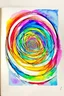 Placeholder: divine essence that animates everything; Dynamic Cubism; Golden ratio spiraling around the page illustrated with Ink and a bright rainbow watercolor palette
