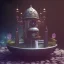 Placeholder: a tiny fairy fountain, scary, steam punk, realistic, made in octane, cinematic, ultra-realistic, extremely detailed octane rendering, 8K, VRAY Super Real ar 2:3, dof photorealistic futuristic 50mm lens hard lighting dark gray tintype photograph, realistic lighting, sepia color