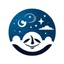 Placeholder: Logo, vector, clean, circle logo with a face looking up at the moon clouds and stars