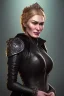 Placeholder: Cersei Lannister as evil queen in black leather, busty, cleavage, curvy, lena headay, angry, stern look. character design by cory loftis, fenghua zhong, ryohei hase, ismail inceoglu and ruan jia. unreal engine 5, artistic lighting, highly detailed, photorealistic, fantasy