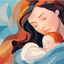 Placeholder: Abstract Mother's Day portrait art Mother and child abstract illustration Maternal love Baby in