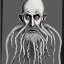 Placeholder: Nosferatu with white skin and a beard made of tentacles as a Russian Orthodox vampire with yellow eyes and vampire fangs