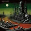 Placeholder: "Skinny Puppy" album cover, spirit Ogre wane bloat tell seven key, by Yves Tanguy, by Philippe Druillett, weird-core landscape, social critique, sharp strong lines, sharp ominous colors, scary bright hues, macabre illusions peaking from a dark industrial background, volumetric lighting