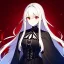 Placeholder: portrait anime vampire, long hair, red eyes, noble black robe, Blood, background Gothic castle, hyper detailed, intricately detailed, gothic, ambiguous lines image, flat dimensional style, flat lines, rough drawing --ar 2:3