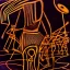 Placeholder: drawn in single line by Nicolai Blatter with hatch with parallel wavy lines metal engraving with african man dance procession in salvador dali style or picasso style