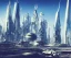 Placeholder: A Spaceship is taking off from a buzzing Space port on a heavy industrialized planet with a futuristic city in the background, (retrofuturistic:2), art by John Berkey, buildings with glass facades, brutalist architecture, insanely detailed, vibrant, 8k uhd, cinematic atmosphere, ultra-wide angle, street level view, brush strokes, blue sky with clouds, dramatic sunset, sharp focus