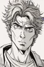 Placeholder: deranged young man with scruffy hair, stubble and a judgmental look on his face comic book style