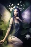 Placeholder: Dark green, tiara, purple hair, dark , fairy,nymph saphire, blue, emerald,rapunzel hair ,enchanted green,,purpleydragonfly,elven crown, gothic,water lilies, lotus,pond,amethyst