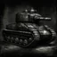 Placeholder: An old army tank1900 a side view , Hyper Realistic Aerial Grungy Dark-Grey Brush strokes on a dark rustic background with charcoals
