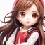 Placeholder: close-up headshot of a chibi girl with long brown hair, red eyes, cute, childlike, intricately detailed, masterpiece, anime chibi doll, 4k