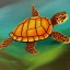 Placeholder: Oil painting style turtle and moonlight