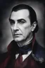 Placeholder: head and shoulders portrait - Bela Lugosi as Count Dracula - 32k, UHD, 1080p, 8 x 10, glossy professional quality digital photograph - dark blue and dark red, and light maroon and purple and foggy black gradated background, historic, powerful, octane rendering, exquisite detail, 30 - megapixel, 4k, 85 - mm - lens, sharp - focus, intricately - detailed, long exposure time, f8, ISO 100, shutter - speed 1125, diffuse - back - lighting, ((skin details, high detailed skin texture)),