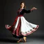 Placeholder: azeri female with traditional silck dance clothing,midi skirt dance shoes