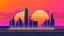 Placeholder: minimal design,shapes, synth-wave, synth-wave one sun, synth-wave city, simple,iconic:1.8), synth-wave color in city, comic style
