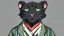 Placeholder: a anime panther wearing a striped neckerchief a green shirt