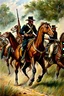 Placeholder: Velociraptors fighting alongside CSA cavalry in US Civil War. Oil painting.