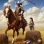 Placeholder: cowboy sitting around brush with pinto horse behind him, rifle held across knees, 8k, high-quality, ultra-fine detail, Brian Froud, Howard Lyon, Anna Dittman, Anne Stokes, Selina French, Greg Rutowski