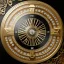 Placeholder: crystal ornate round clock with a transparent body, wood and black and gold, transparent, rococo, Artstation, intricate detailed 8 k, ornate and jewels, bokeh background