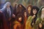 Placeholder: Oil painting of elfs from lord of the rings in the style of impressionism,high detail, mysterious, 8k, fog, oil painting style, abstract,