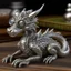 Placeholder: medieval silver dragon with glasses