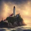 Placeholder: scenery lighthouse by night