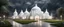 Placeholder: Hyper Realistic massive huge white mosque at a rainy night with stone pathway & grass patches