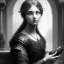 Placeholder: a beautiful young woman playing video games, Gustave Doré black and white illustration, perfect eyes, beautiful face