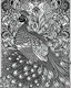 Placeholder: peacock, no cooler , line art, adult book pages