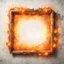 Placeholder: Hyper Realistic Light-Orange Grungy-Stroke-Frame With Glowing-Golden Embers on Grungy Retro-Jet-White-Wall-Background.