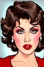 Placeholder: cartoon portrait of a sexy European lady with short brown hair and makeup, seductive, smoky grayish eyes, pouty bright red cocksucker lips