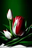 Placeholder: The flag of the Islamic Republic of Iran with red tulips