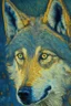 Placeholder: portrait of a wolf in van gogh style